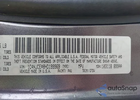2017 Jeep Compass Latitude Fwd from USA, damaged, VIN 1C4NJCEA8HD199969